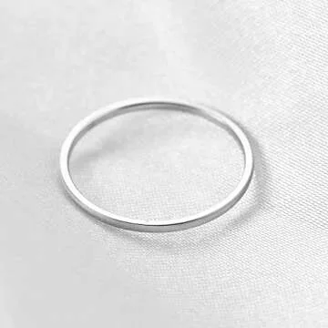 VQYSKO 2PCS 1mm/2mm/3mm14K Gold Filled Rings Stacking Rings for Women Stackable Thin Silver/Gold/Black Ring Plain Statement Band Comfort Fit, Size 3-10 (Silver-1MM-2PCS, 8)