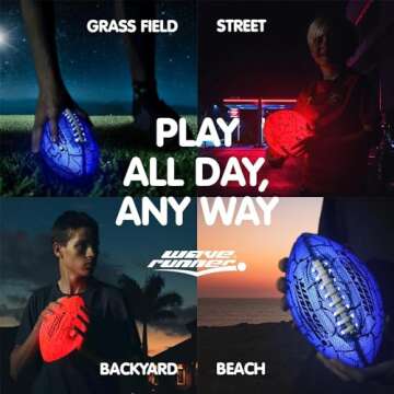 Glow in The Dark Football - Junior Size Waterproof LED Football for Kids, Teens, and Adults, Light Up Football Includes Pump & Batteries | Perfect Football Game Gifts for Teen Boys Ages 7-15