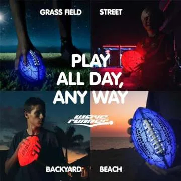 Glow in The Dark Football - Junior Size Waterproof LED Football for Kids, Teens, and Adults, Light Up Football Includes Pump & Batteries | Perfect Football Game Gifts for Teen Boys Ages 7-15