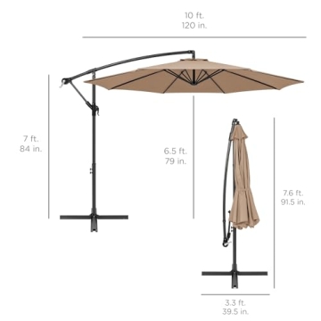 10FT Offset Patio Umbrella with Easy Tilt Adjustment