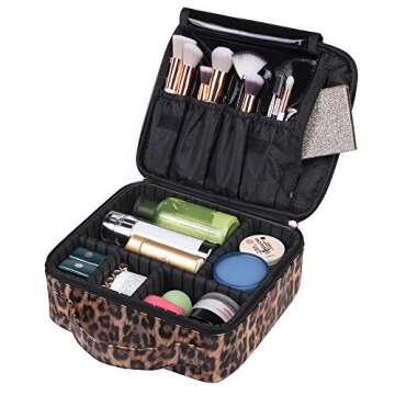 JUER Travel Makeup Case Portable Organizer with Dividers