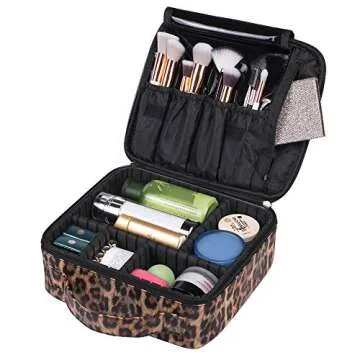 JUER Travel Makeup Case Portable Organizer with Dividers