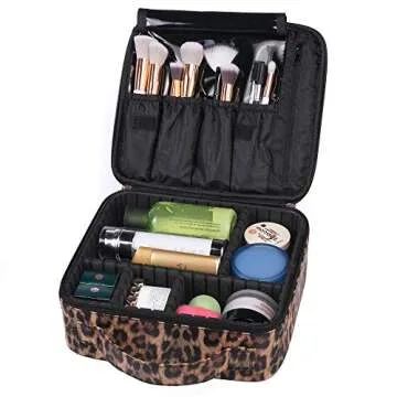 JUER Travel Makeup Case Portable Organizer with Dividers