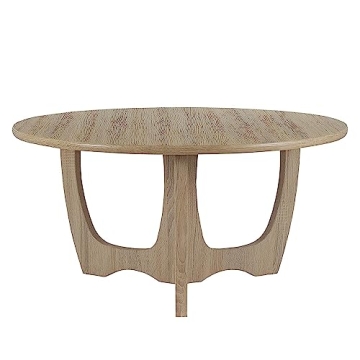FINECASA Wooden Round Coffee Table with Curved Legs