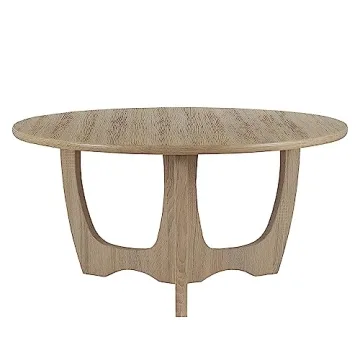 FINECASA Wooden Round Coffee Table with Curved Legs