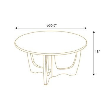 FINECASA Wooden Round Coffee Table with Curved Legs