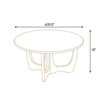 FINECASA Wooden Round Coffee Table with Curved Legs