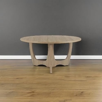 FINECASA Wooden Round Coffee Table with Curved Legs