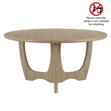 FINECASA Wooden Round Coffee Table with Curved Legs
