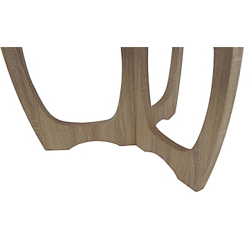 FINECASA Wooden Round Coffee Table with Curved Legs