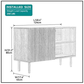 kevinplus 48'' Sideboard Buffet Cabinet, Kitchen Storage Cabinet with 2 Shelves, Mid-Century Modern ...