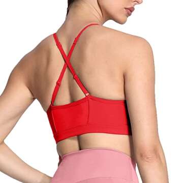 Aoxjox Sports Bras for Women Workout Fitness Ruched Training Baddie Cross Back Yoga Crop Tank Top (Racing Red, X-Small)