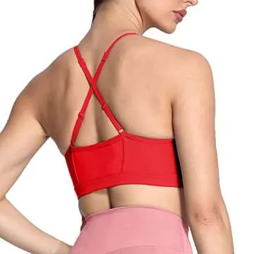 Aoxjox Sports Bras for Women Workout Fitness Ruched Training Baddie Cross Back Yoga Crop Tank Top (Racing Red, X-Small)