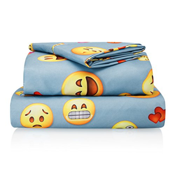 Chital Twin Bed Sheets for Boys | Fun Emoji Bedding Set