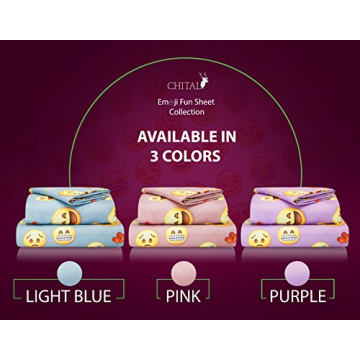 Chital Twin Bed Sheets for Boys | Fun Emoji Bedding Set