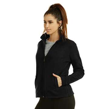 Sofra Women's Polar Fleece Full Zip Up Winter Jacket (S, Black)