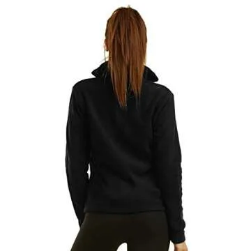 Sofra Women's Polar Fleece Full Zip Up Winter Jacket (S, Black)