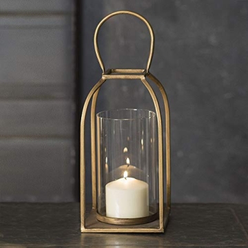 Tribeca Gold Antique Brass Lantern Candle Holder Rustic Decor