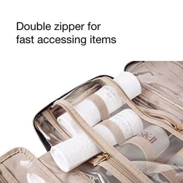 BAGSMART Toiletry Bag Travel Bag with Hanging Hook, Water-resistant Makeup Cosmetic Bag Travel Organizer for Accessories, Shampoo, Full Sized Container, Toiletries (Purple, Medium)