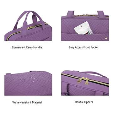 BAGSMART Toiletry Bag Travel Bag with Hanging Hook, Water-resistant Makeup Cosmetic Bag Travel Organizer for Accessories, Shampoo, Full Sized Container, Toiletries (Purple, Medium)