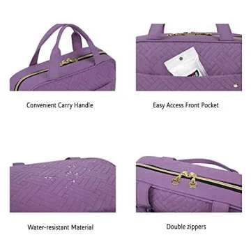 BAGSMART Toiletry Bag Travel Bag with Hanging Hook, Water-resistant Makeup Cosmetic Bag Travel Organizer for Accessories, Shampoo, Full Sized Container, Toiletries (Purple, Medium)