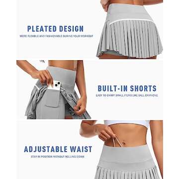 JoyGirl Women’s Pleated Tennis Skirt with Shorts and Pockets