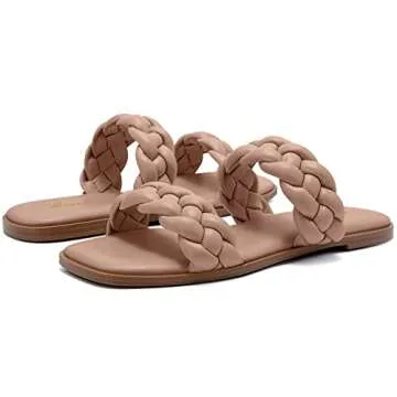 Athlefit Women's Stylish Square Toe Braided Sandals