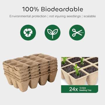 GROWNEER Organic Seed Starter Trays 288 Cells Pack