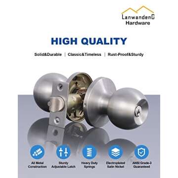 Lanwandeng (2 Pack) Entry Door Knob with Lock and Keys, Exterior/Interior Door Locks with Screwdrive...
