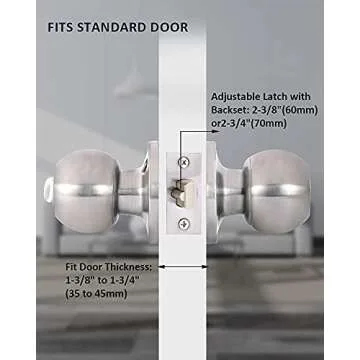 Lanwandeng (2 Pack) Entry Door Knob with Lock and Keys, Exterior/Interior Door Locks with Screwdriver for Bedroom or Bathroom,Satin Nickel Door knobs