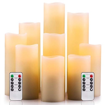 Enchanting Ivory Flameless Candles with Remote - 9 Piece Set
