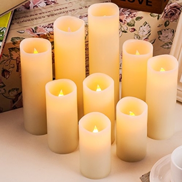 Enchanting Ivory Flameless Candles with Remote - 9 Piece Set