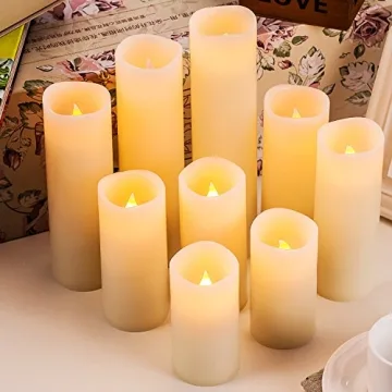 Enchanting Ivory Flameless Candles with Remote - 9 Piece Set