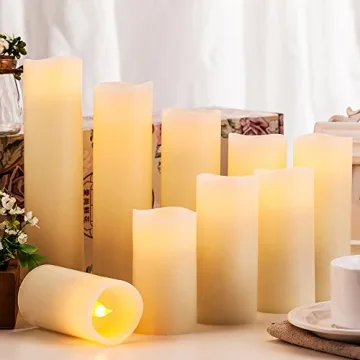 Enchanting Ivory Flameless Candles with Remote - 9 Piece Set