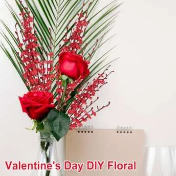 Wootkey 5 Pcs Jasmine Flowers Artificial Red Flowers 29.5" Long Stems Spring Flowers Picks with Mini Red Berry for DIY Floral Art Plant Wedding Home Office Table Decorations