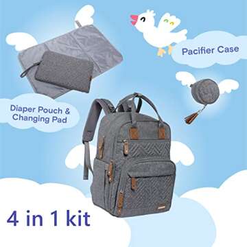 iniuniu Diaper Bag Backpack, 4 in 1 kit Large Unisex Baby Bags for Boys Girls, Waterproof Travel Bac...