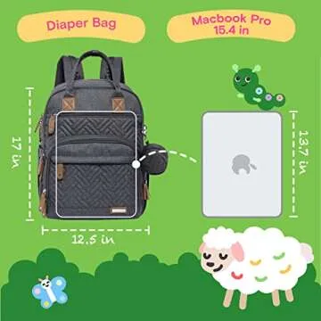 iniuniu Diaper Bag Backpack, 4 in 1 kit Large Unisex Baby Bags for Boys Girls, Waterproof Travel Back Pack with Pouch, Washable Changing Pad, Pacifier Case and Stroller Straps, Dark Gray