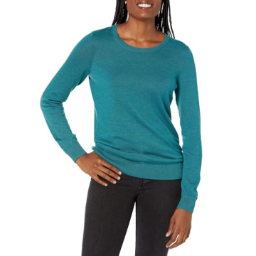 Amazon Essentials Women's Long-Sleeve Lightweight Crewneck Sweater (Available in Plus Size), Teal Bl...