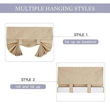 RYB HOME French Door Blinds Totally Blackout, Linen Blended Window Decor 100% Blackout Privacy Skylight Patio/French Glass Door Window Shades, W26 x L69 inch, Camel, 1 Panel