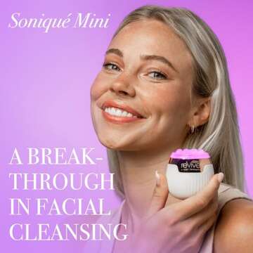 Revive LED Technologies Lux Collection Soniqué Mini Sonic Facial Cleansing Brush with Red & Blue Li...