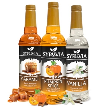 Syruvia Holiday Syrup Variety Pack - Pumpkin Spice, Caramel, & Vanilla - 25.4oz - 3-Flavor Holiday G...