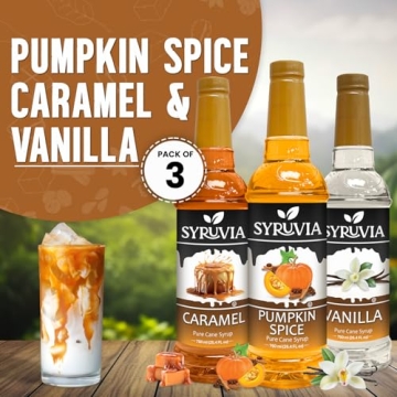 Syruvia Syrup Variety Pack - Pumpkin Spice, Caramel, Vanilla 25.4oz