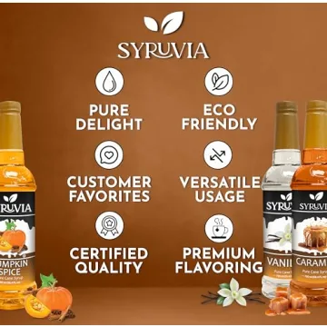 Syruvia Syrup Variety Pack - Pumpkin Spice, Caramel, Vanilla 25.4oz
