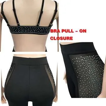 Zoctuo Women's Sexy 2 Piece Outfits Hot Drilling Spaghetti Straps Sheer Mesh See Through Jumpsuits Party Clubwear(5677,Black,L)