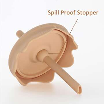 Ginbear 2-in-1 Silicone Baby Cups with Straw & Snack Cup Lid, 8.5 OZ Spill Proof Sippy Cups, Easy Grip Infant Cup, No Spill Toddler Training Cup (12 M+)