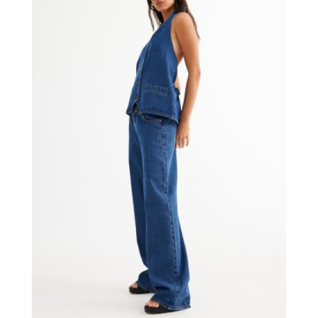 Fisoew Women's Stylish Two Piece Denim Set for Any Occasion