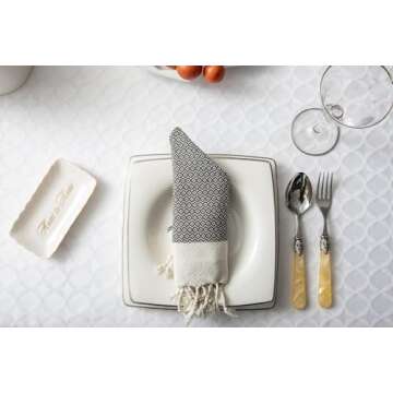 Smyrna Turkish Cotton Original Cloth Napkins Set of 6, 18 x 18 Inches, Decorative Boho Table Napkins...