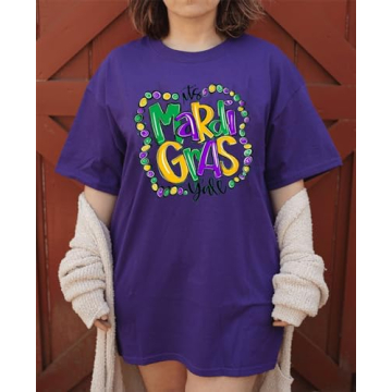 Vibrant Mardi Gras Oversized Shirt for Women - Carnival Tee