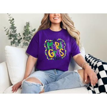 Vibrant Mardi Gras Oversized Shirt for Women - Carnival Tee