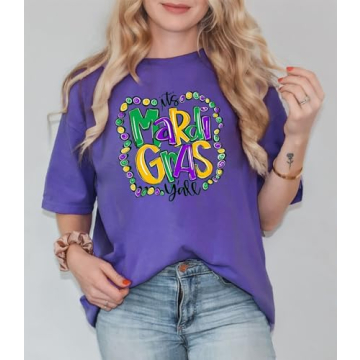 Vibrant Mardi Gras Oversized Shirt for Women - Carnival Tee